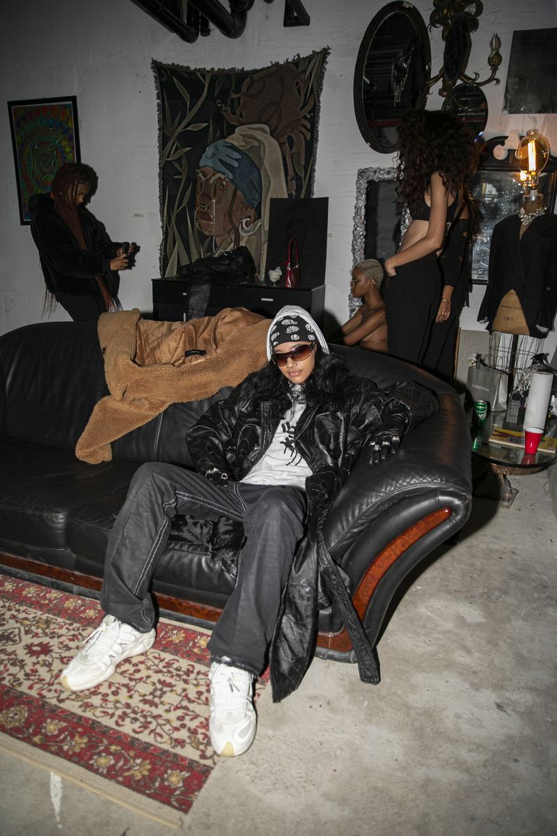 Candid moment on the couch at a late-night gathering